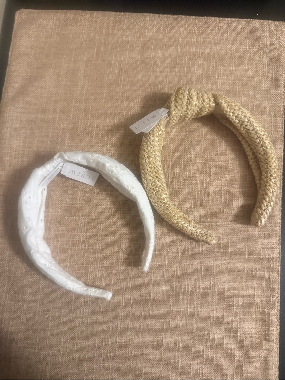 J.Crew Padded Headbands - White & Natural Straw